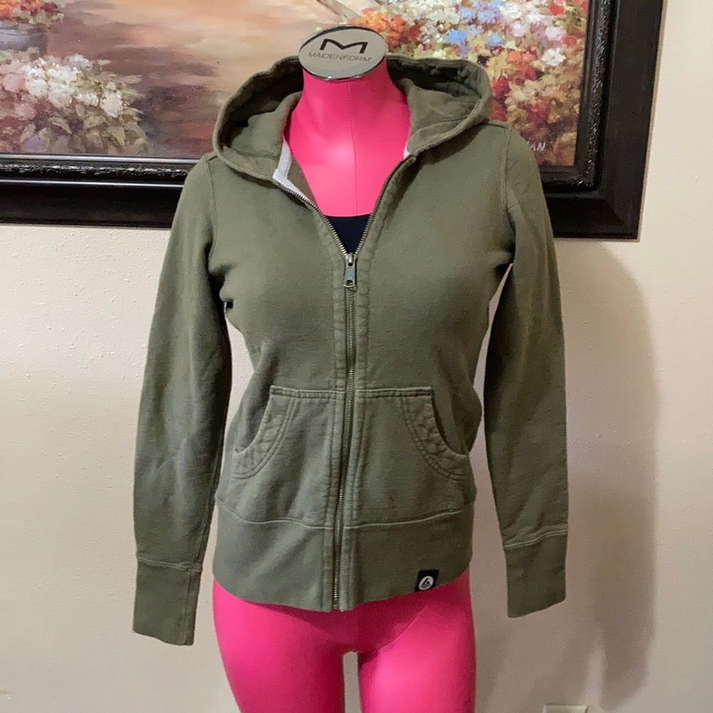 Olive Green Zip-Up Hoodie for Women